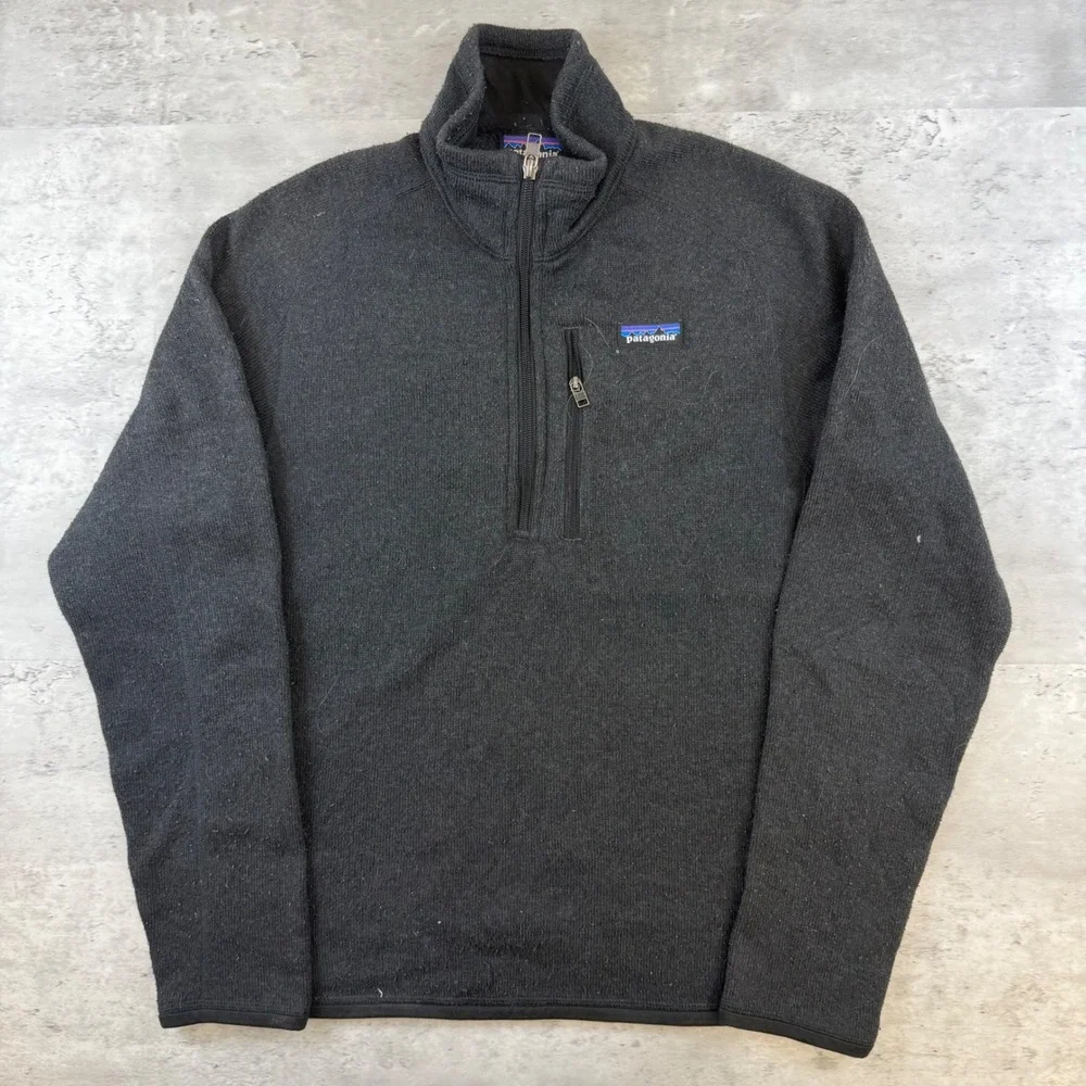 Patagonia Better Sweater 1/4 Zip Fleece Pullover Black Mens Small 25527